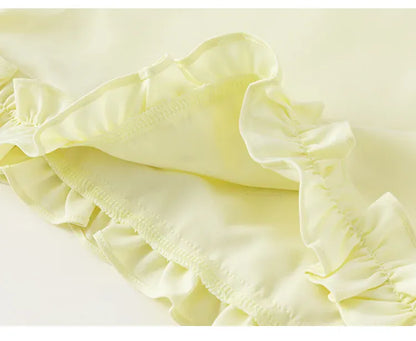 ノースリーブセットアップ キッズセットアップ 2点セット ノースリーブ裾フリルブラウス+スリットショートパンツ 2カラー【mh0005244】