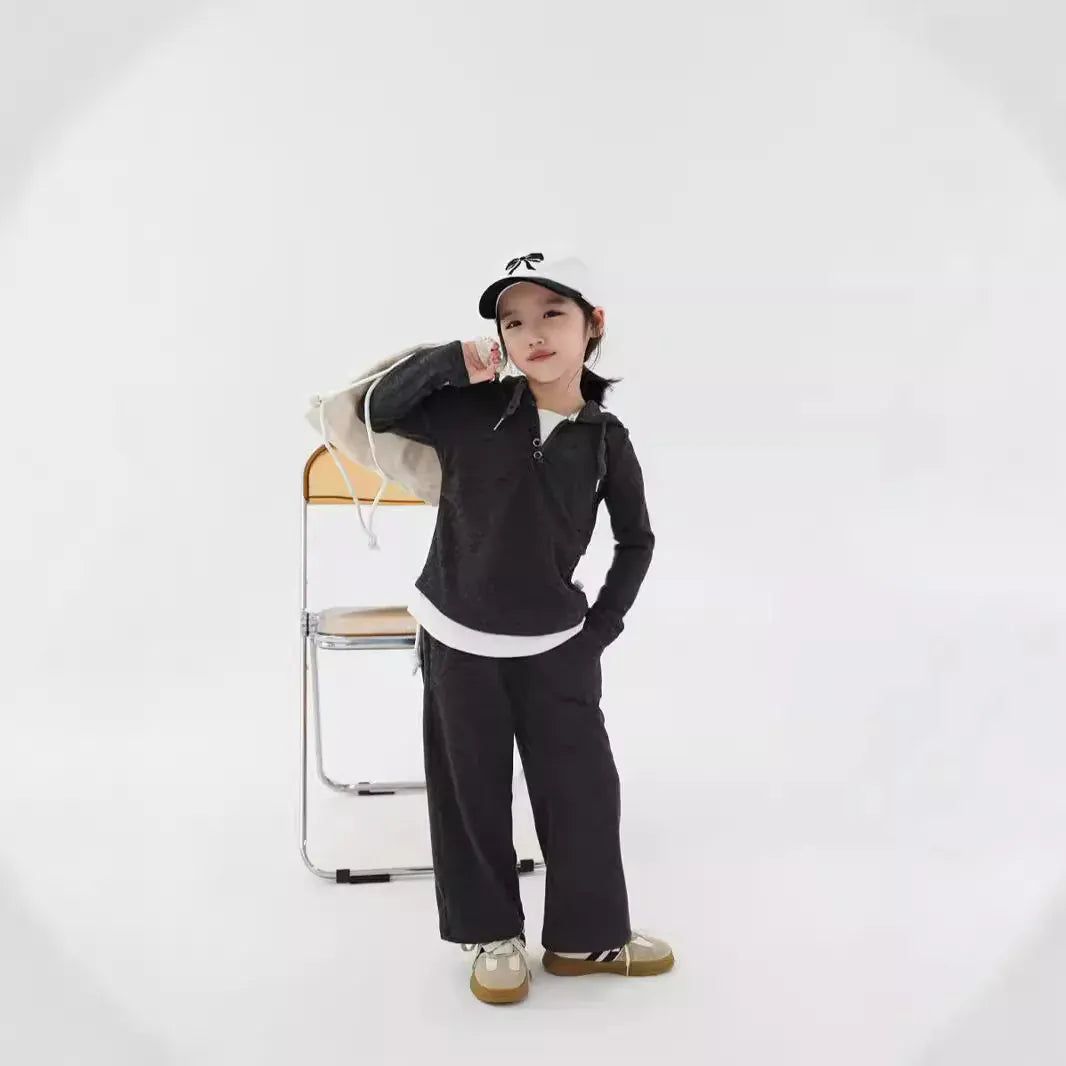 長袖セットアップ キッズセットアップ 2点セット フーディ長袖Tシャツ+ロングパンツ 2カラー【mh0007318】