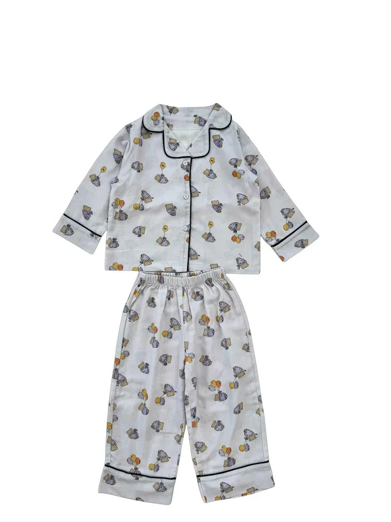 長袖パジャマ キッズパジャマセット アニマルプリント長袖シャツ+ロングパンツ 5カラー【mh0007314】