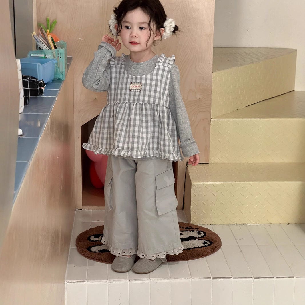 ロングパンツ・スウェットパンツ Blue Gray / 90cm 裾レースガーリーカーゴパンツ【mh0010713】