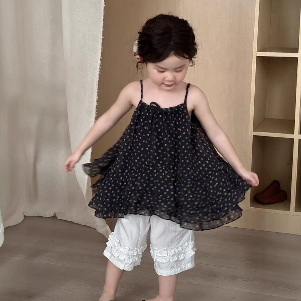 ノースリーブワンピース Chiffon suspenders / 90cm キャミソールシフォンチュニックワンピース/フリルクロップドパンツ【mh0009748】