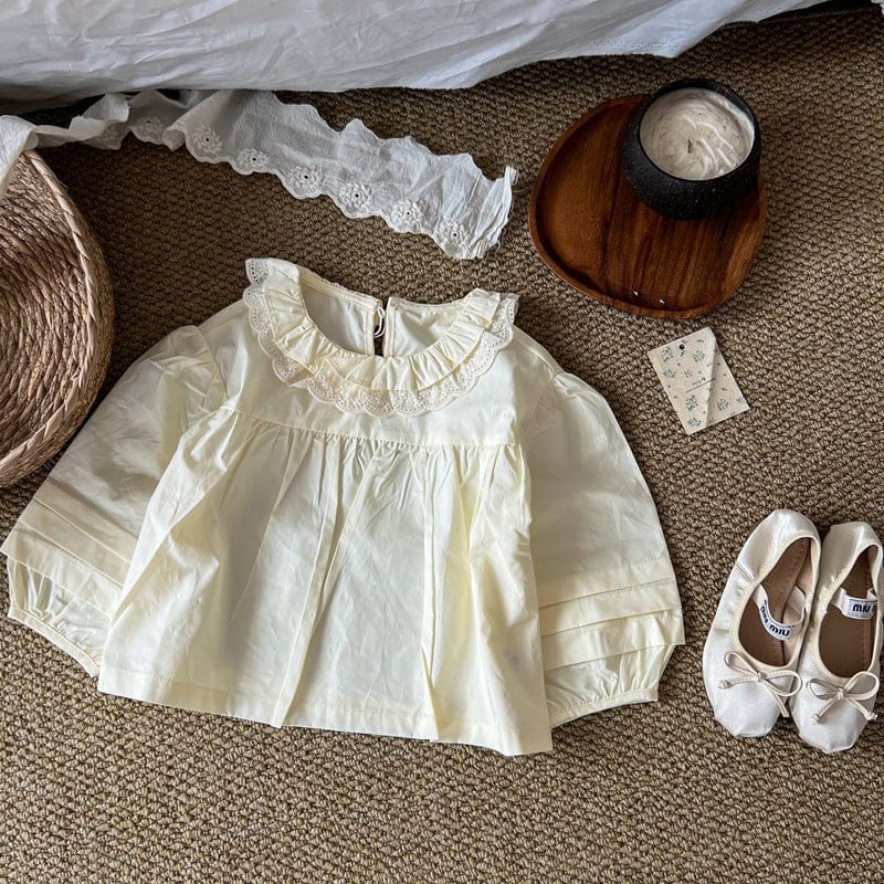 長袖シャツ・ブラウス Creamy White / 90cm ダブルフリル襟長袖ブラウス【mh0010704】