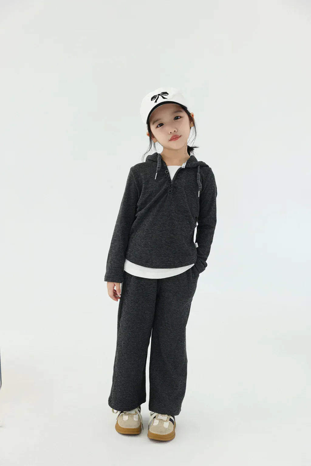 長袖セットアップ Dark Gray / 90cm 1-2y キッズセットアップ 2点セット フーディ長袖Tシャツ+ロングパンツ 2カラー【mh0007318】