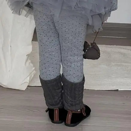 長袖セットアップ leggings / 4T  110CM キッズトップス/パンツ チュチュチュールペプラムドッキング裏フリース長袖スウェットシャツ/レッグウォーマードッキングレギンスパンツ【mh0008229】