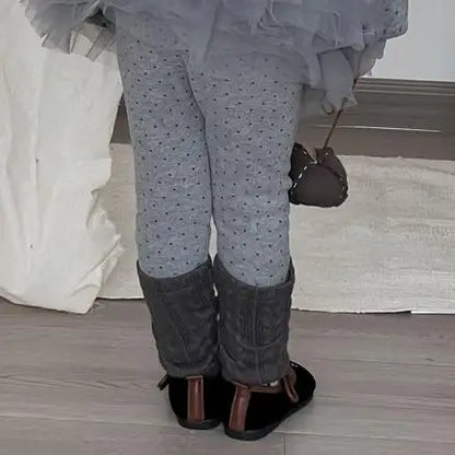 長袖セットアップ leggings / 4T  110CM キッズトップス/パンツ チュチュチュールペプラムドッキング裏フリース長袖スウェットシャツ/レッグウォーマードッキングレギンスパンツ【mh0008229】