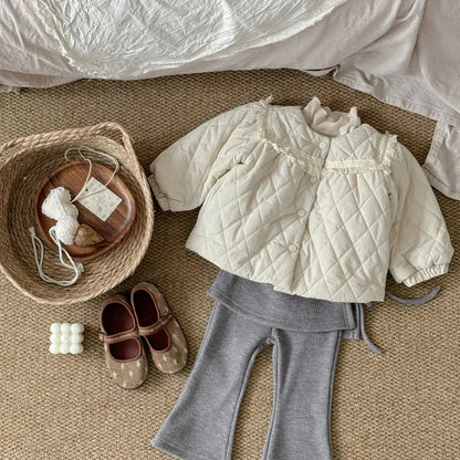 ショートコート・ジャケット・ジャンパー キッズアウター キルティングフリルハイネックジャケットコート【mh0008225】