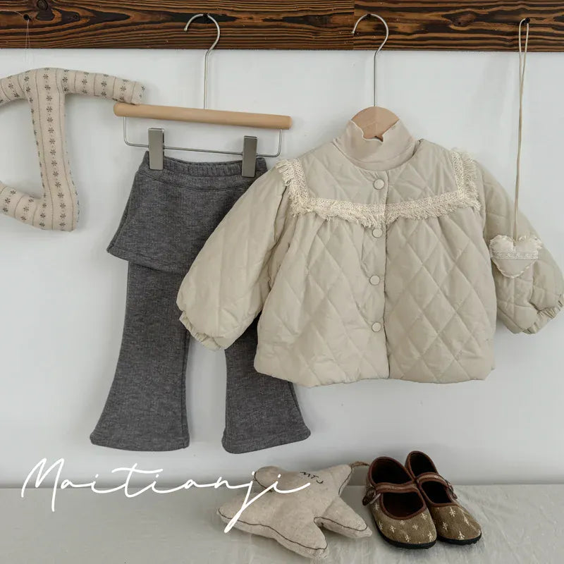 ショートコート・ジャケット・ジャンパー キッズアウター キルティングフリルハイネックジャケットコート【mh0008225】