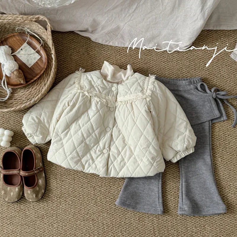 ショートコート・ジャケット・ジャンパー キッズアウター キルティングフリルハイネックジャケットコート【mh0008225】