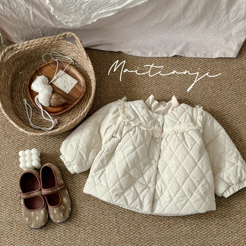 ショートコート・ジャケット・ジャンパー キッズアウター キルティングフリルハイネックジャケットコート【mh0008225】