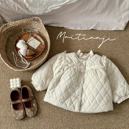 ショートコート・ジャケット・ジャンパー キッズアウター キルティングフリルハイネックジャケットコート【mh0008225】