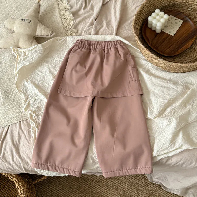 ロングパンツ・スウェットパンツ キッズパンツ 巻きスカートエプロンドッキングロングパンツ【mh0008238】