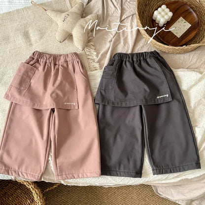 ロングパンツ・スウェットパンツ キッズパンツ 巻きスカートエプロンドッキングロングパンツ【mh0008238】