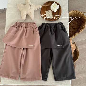 ロングパンツ・スウェットパンツ キッズパンツ 巻きスカートエプロンドッキングロングパンツ【mh0008238】