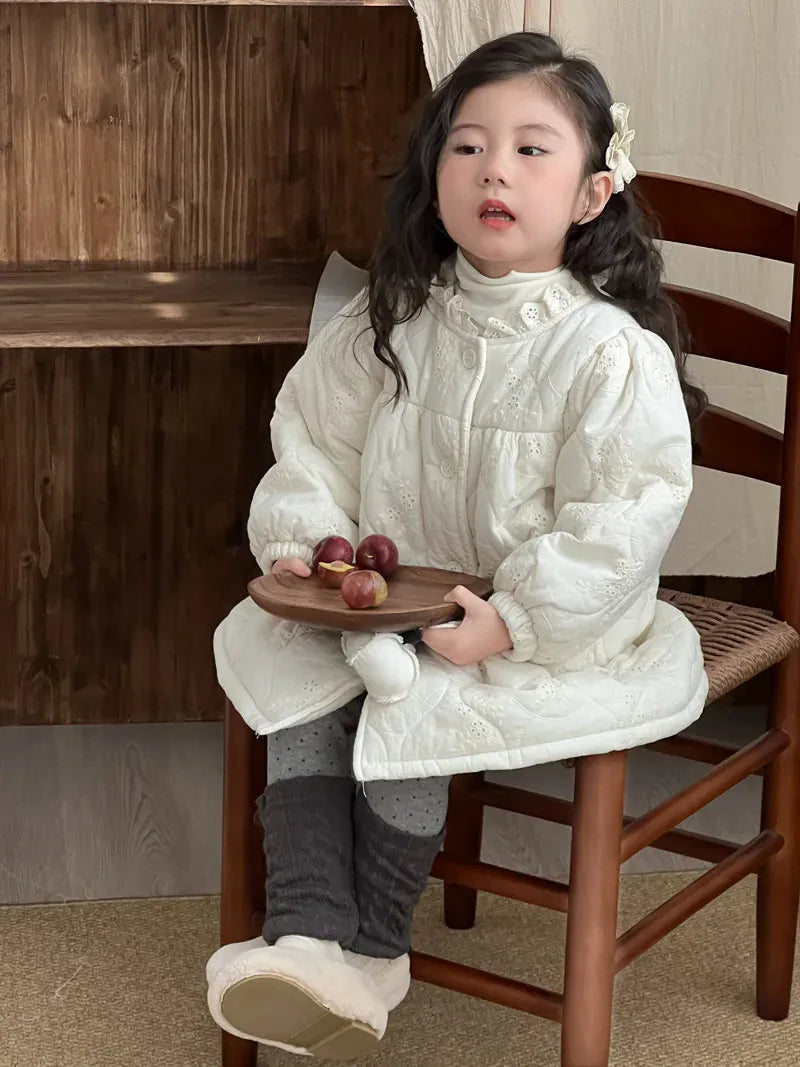 ショートコート・ジャケット・ジャンパー キッズアウター 刺繍キルティングレースカラージャケットコート【mh0008322】