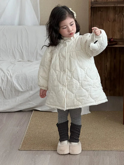 ショートコート・ジャケット・ジャンパー キッズアウター 刺繍キルティングレースカラージャケットコート【mh0008322】