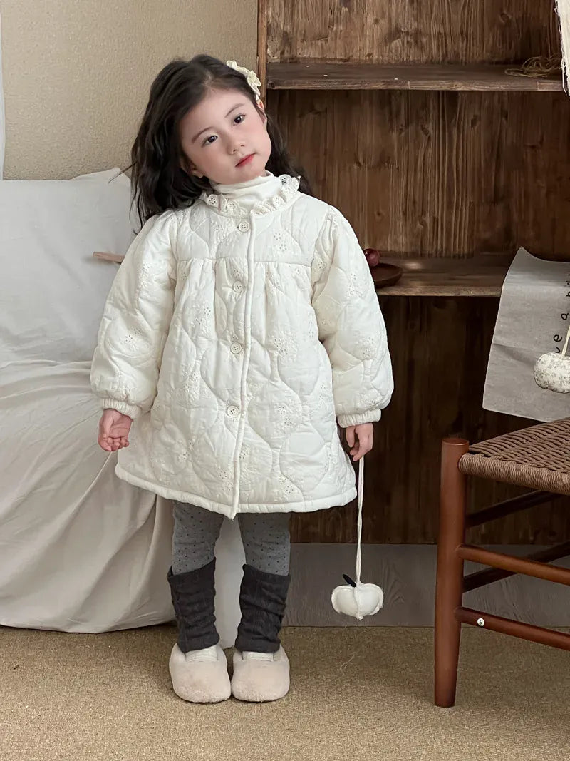 ショートコート・ジャケット・ジャンパー キッズアウター 刺繍キルティングレースカラージャケットコート【mh0008322】