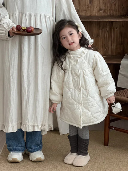 ショートコート・ジャケット・ジャンパー キッズアウター 刺繍キルティングレースカラージャケットコート【mh0008322】