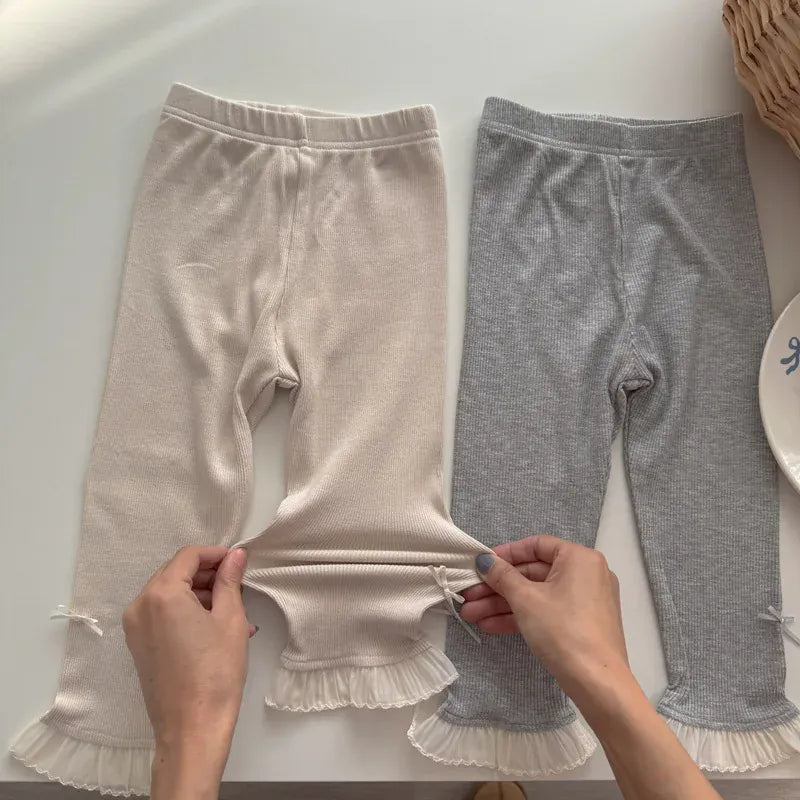 レギンスパンツ キッズパンツ 裾フリルリボンレギンスパンツ【mh0008865】