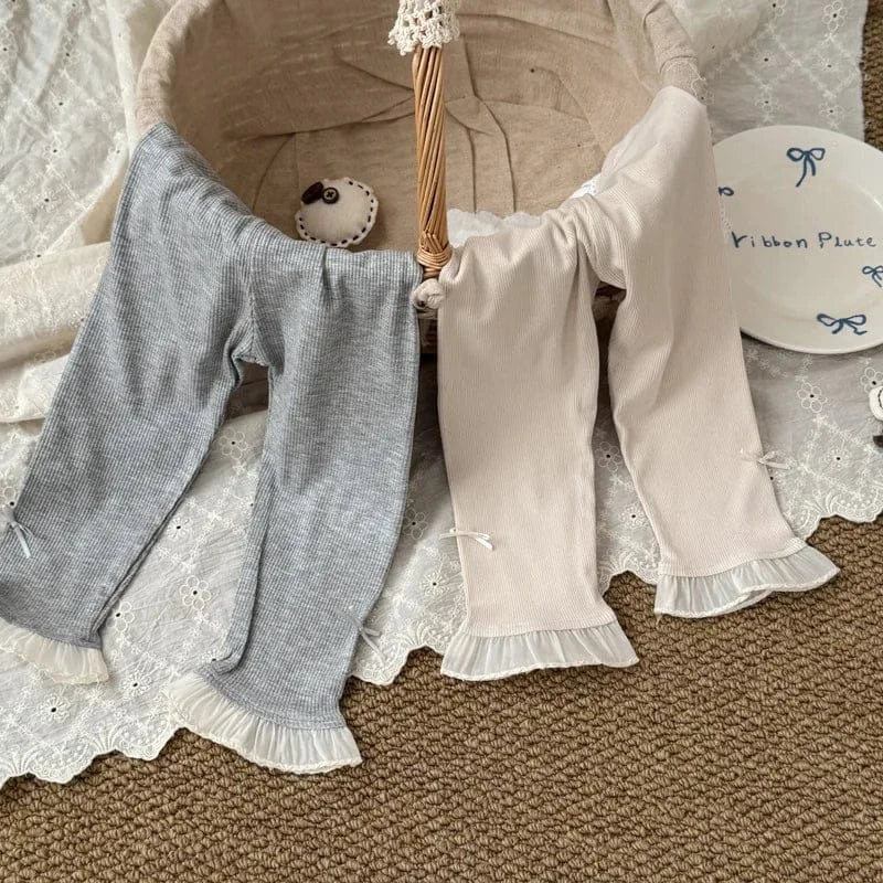 レギンスパンツ キッズパンツ 裾フリルリボンレギンスパンツ【mh0008865】