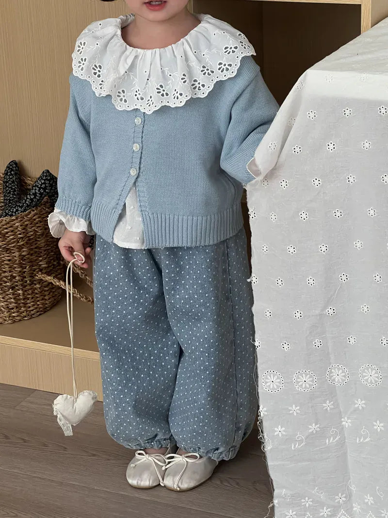 長袖シャツ・ブラウス キッズトップス レースラッフル襟長袖チュニックブラウス【mh0008867】