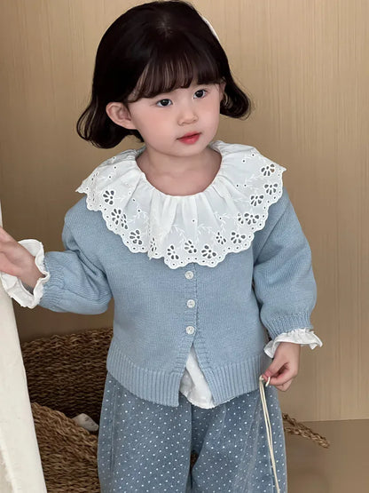 長袖シャツ・ブラウス キッズトップス レースラッフル襟長袖チュニックブラウス【mh0008867】