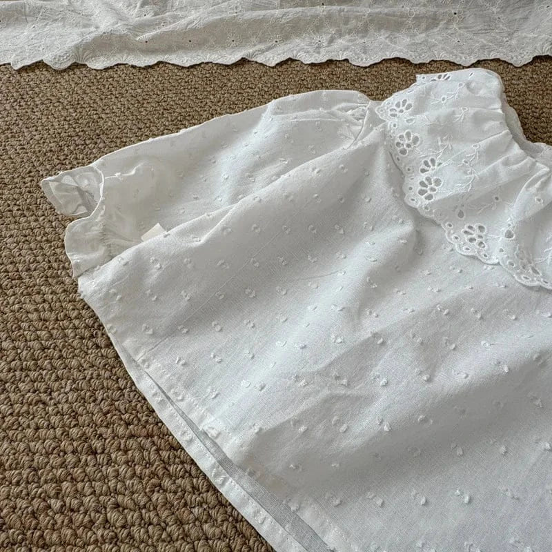 長袖シャツ・ブラウス キッズトップス レースラッフル襟長袖チュニックブラウス【mh0008867】