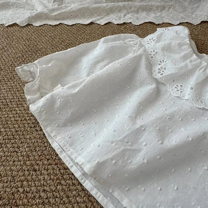 長袖シャツ・ブラウス キッズトップス レースラッフル襟長袖チュニックブラウス【mh0008867】