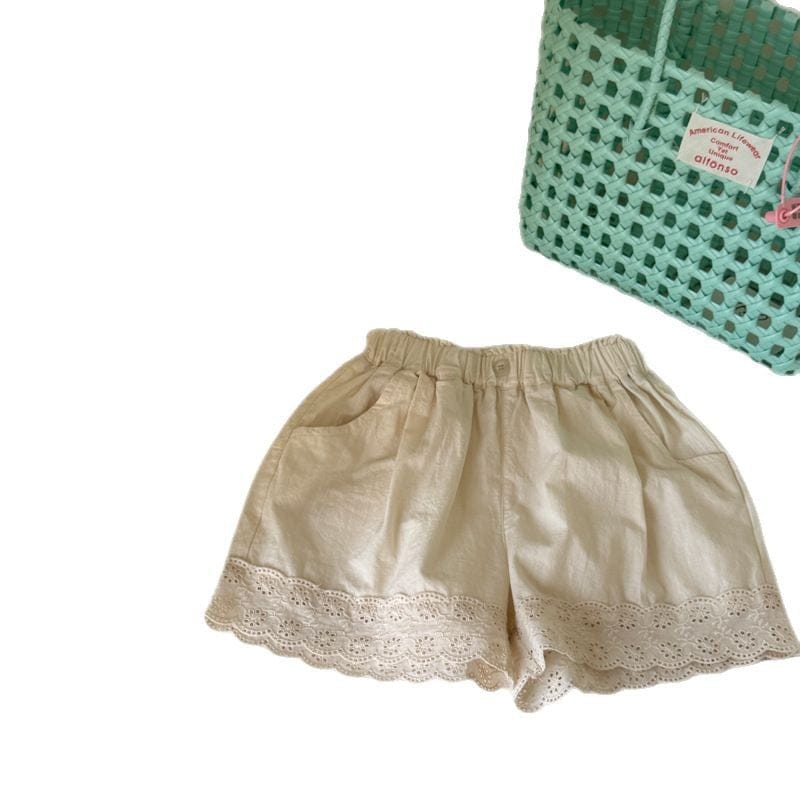 ハーフパンツ・ショートパンツ 裾レースふんわりショートパンツ【mh0009723】