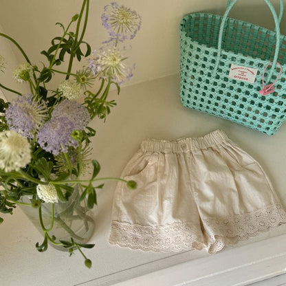 ハーフパンツ・ショートパンツ 裾レースふんわりショートパンツ【mh0009723】