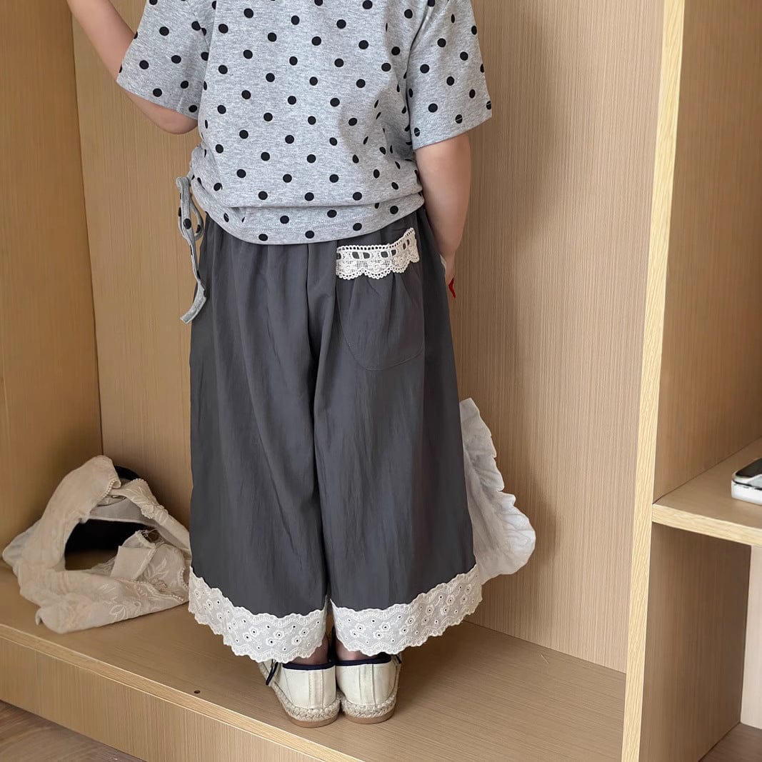 ロングパンツ・スウェットパンツ 裾レースワイドルーズガウチョイージーパンツ【mh0009725】