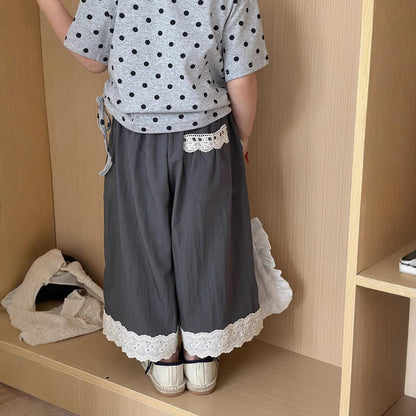 ロングパンツ・スウェットパンツ 裾レースワイドルーズガウチョイージーパンツ【mh0009725】