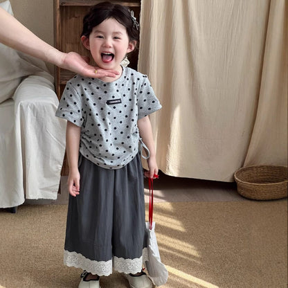 ロングパンツ・スウェットパンツ 裾レースワイドルーズガウチョイージーパンツ【mh0009725】