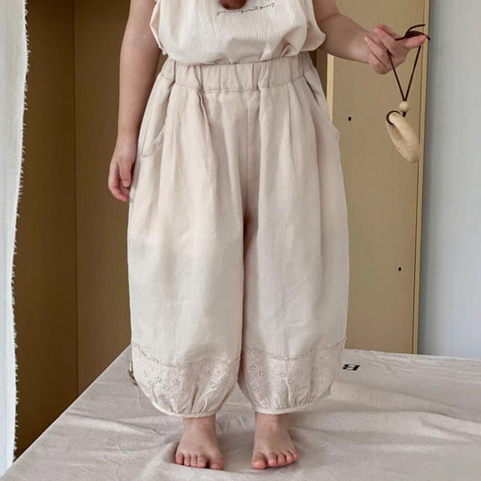 ロングパンツ・スウェットパンツ 裾レースガーリークロップドパンツ【mh0009727】