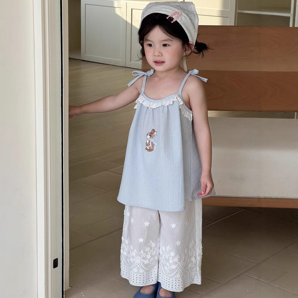 ロングパンツ・スウェットパンツ フラワー刺繍ワイドルーズイージーパンツ【mh0009732】