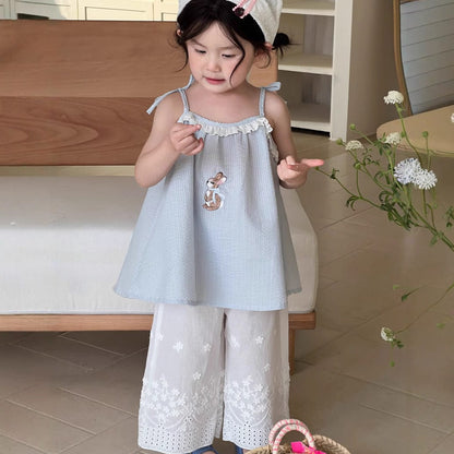 ロングパンツ・スウェットパンツ フラワー刺繍ワイドルーズイージーパンツ【mh0009732】