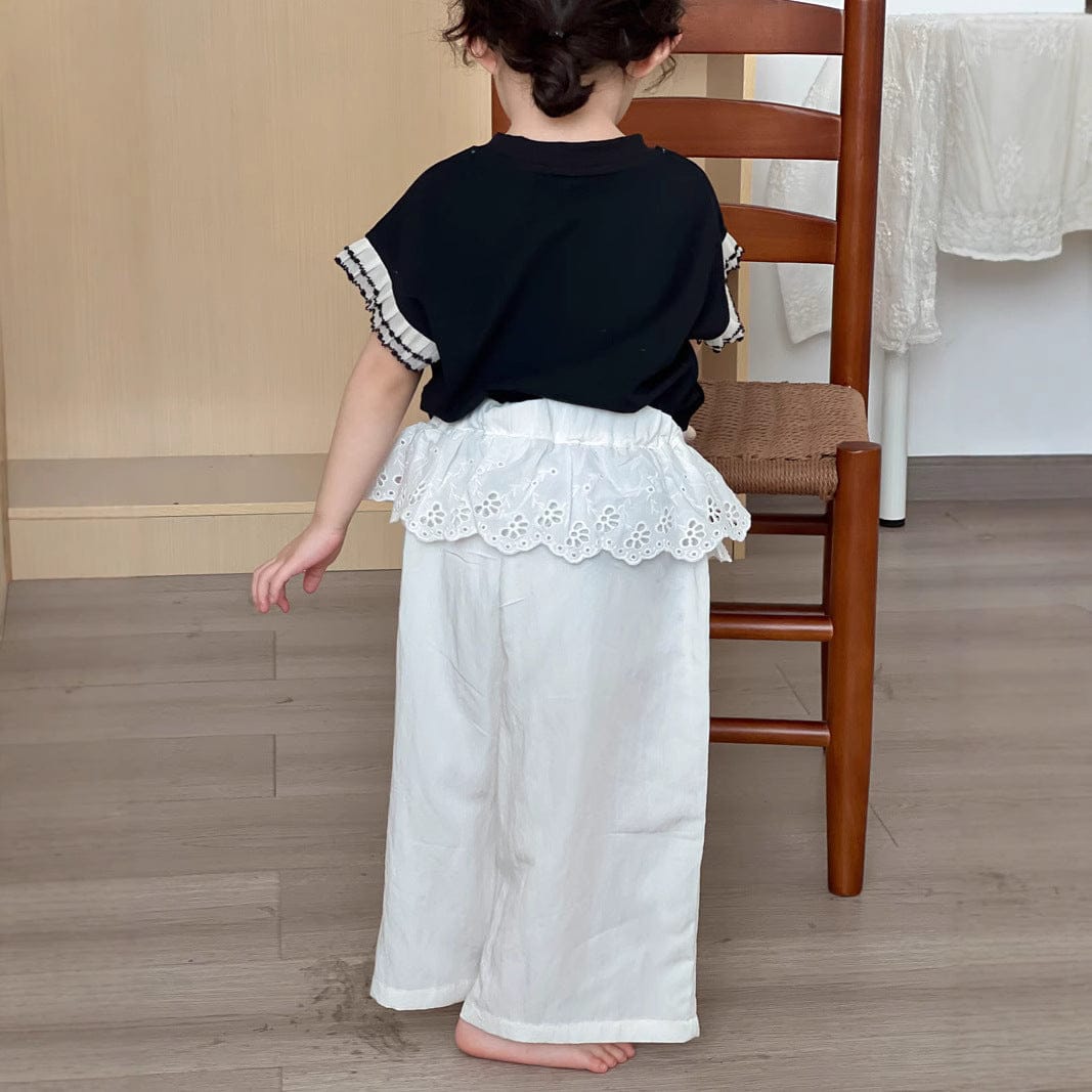 ロングパンツ・スウェットパンツ ペプラムレースワイドルーズイージーパンツ【mh0009733】