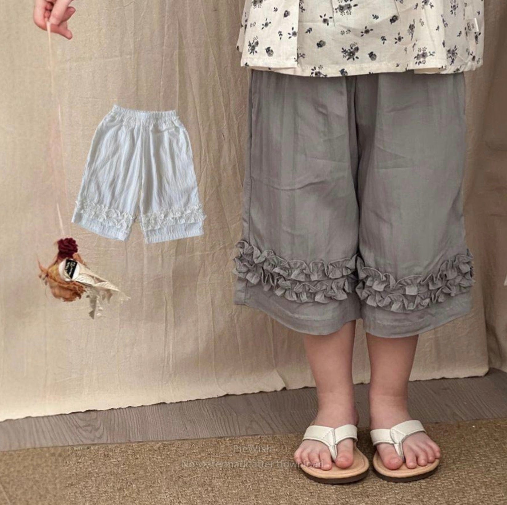 ハーフパンツ・ショートパンツ フリルアクセントクロップドパンツ【mh0009737】