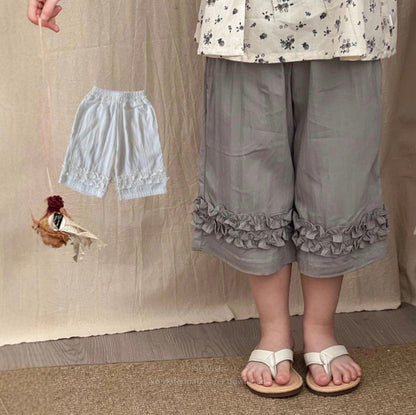 ハーフパンツ・ショートパンツ フリルアクセントクロップドパンツ【mh0009737】