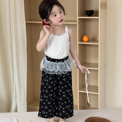 ロングパンツ・スウェットパンツ チュールフリルドッキングロングルーズパンツ【mh0009742】