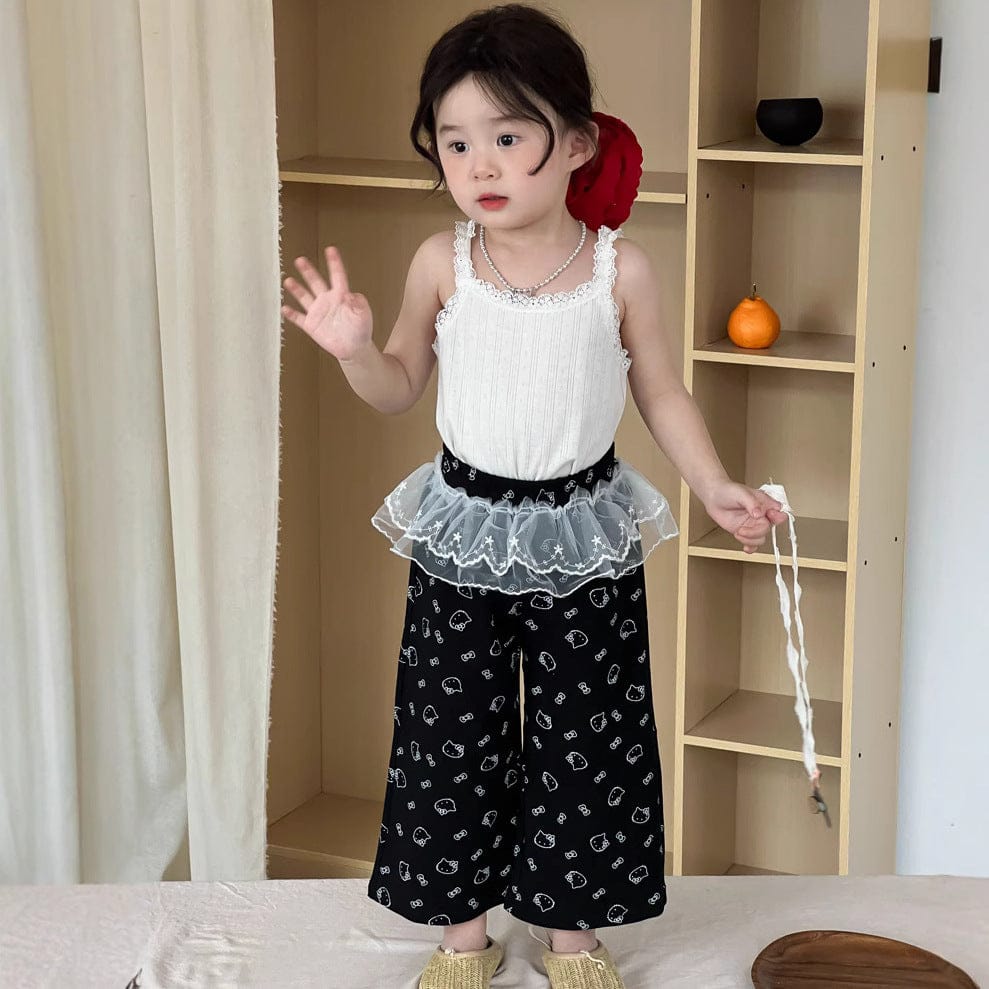 ロングパンツ・スウェットパンツ チュールフリルドッキングロングルーズパンツ【mh0009742】