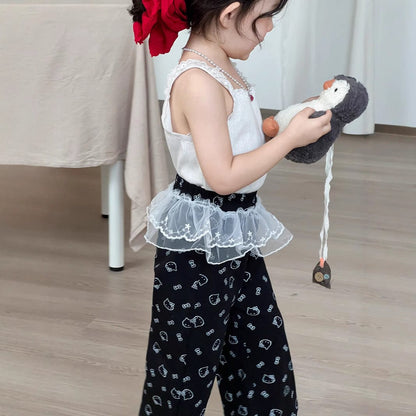 ロングパンツ・スウェットパンツ チュールフリルドッキングロングルーズパンツ【mh0009742】