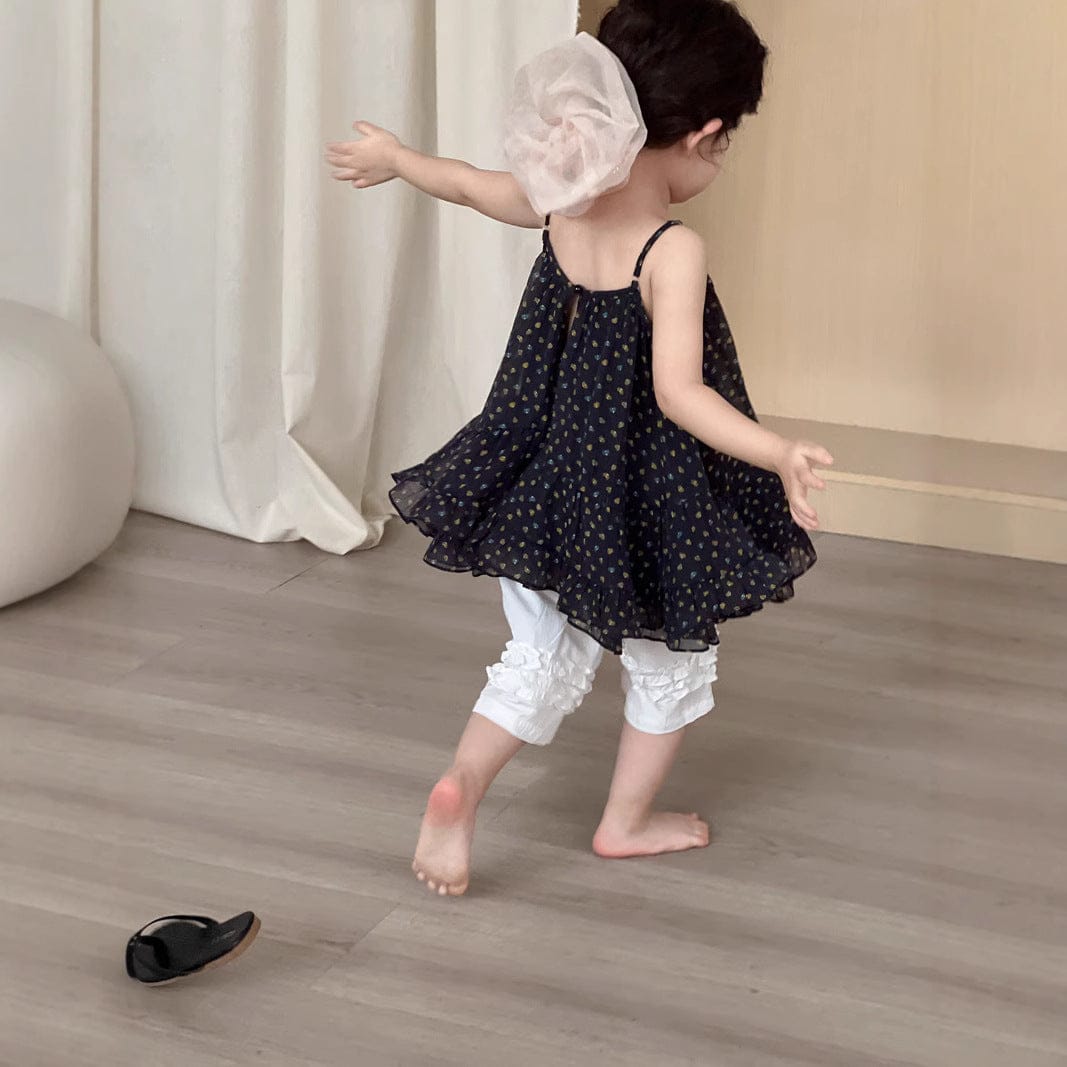 ノースリーブワンピース キャミソールシフォンチュニックワンピース/フリルクロップドパンツ【mh0009748】