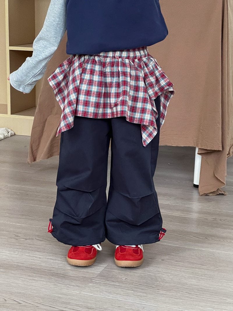 ロングパンツ・スウェットパンツ チェックアシメスカートドッキングデニムパンツジーンズ【mh0010699】