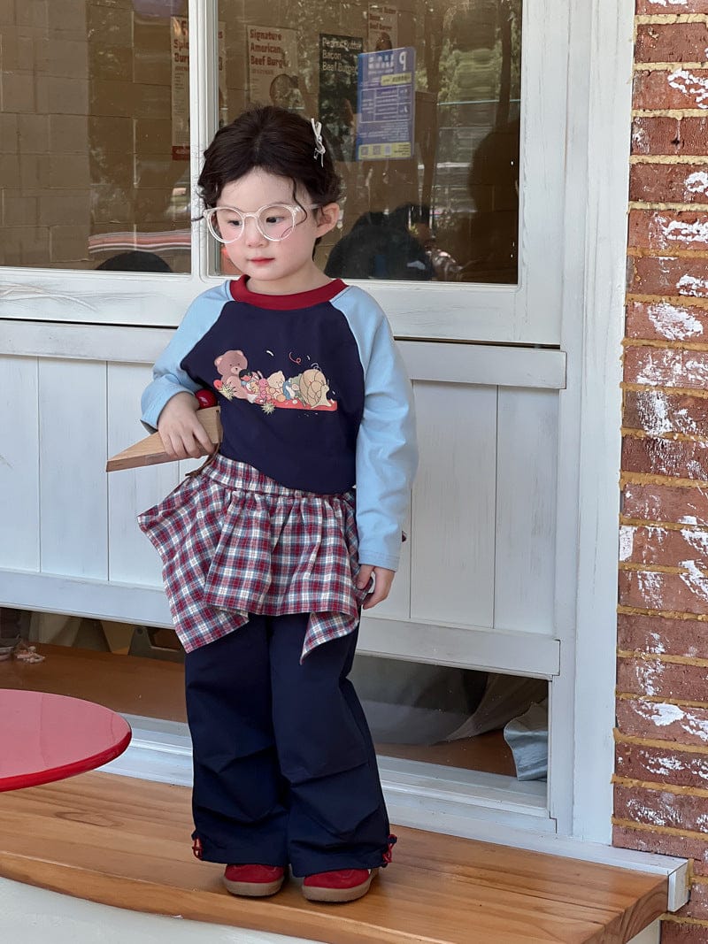 ロングパンツ・スウェットパンツ チェックアシメスカートドッキングデニムパンツジーンズ【mh0010699】