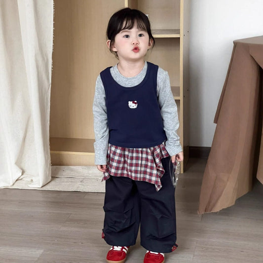 ロングパンツ・スウェットパンツ チェックアシメスカートドッキングデニムパンツジーンズ【mh0010699】