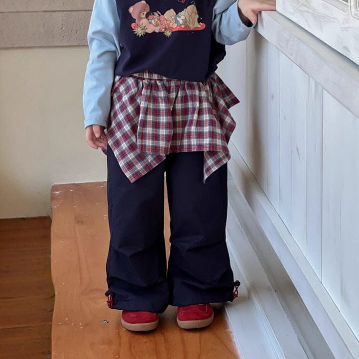 ロングパンツ・スウェットパンツ チェックアシメスカートドッキングデニムパンツジーンズ【mh0010699】