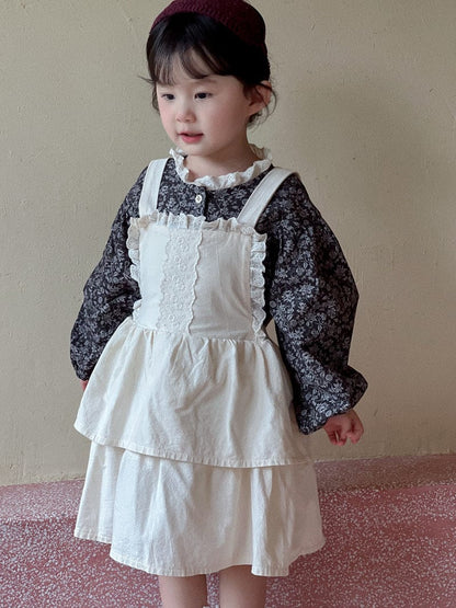 ノースリーブワンピース フリルレースサスペンダースカートワンピース【mh0010705】