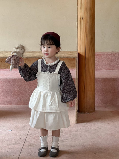 ノースリーブワンピース フリルレースサスペンダースカートワンピース【mh0010705】