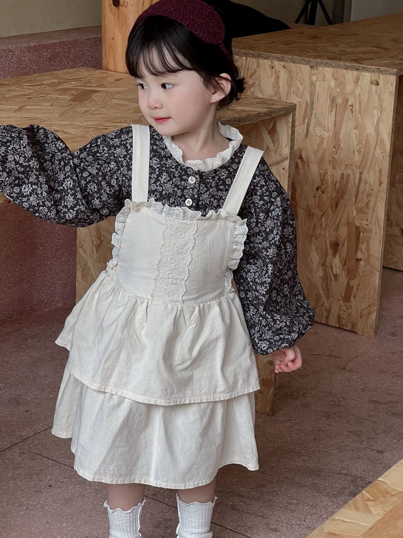 ノースリーブワンピース フリルレースサスペンダースカートワンピース【mh0010705】