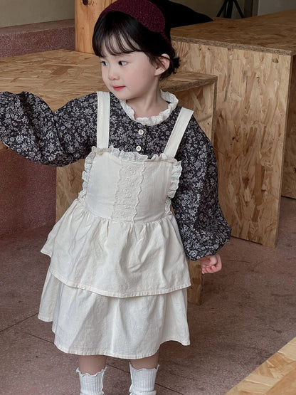 ノースリーブワンピース フリルレースサスペンダースカートワンピース【mh0010705】